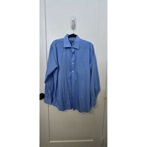 Mens Croft & Barrow Easy Care Classic Fit Blue Dress Shirt Size 17 34/35